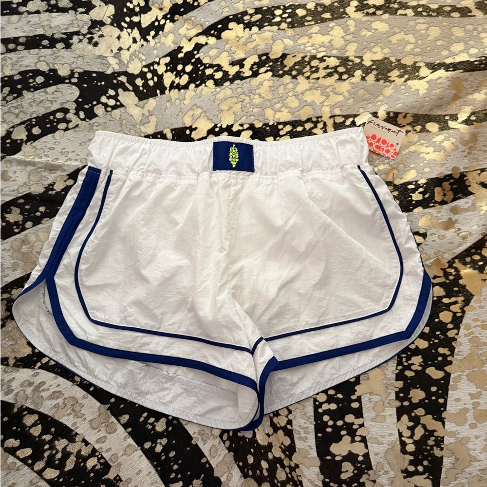 Chic White and Blue Women's Athletic Shorts